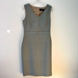 NWT Evan Picone Black Label Textured Striped Sleeveless V-Neck Sheath Dress‎ 8